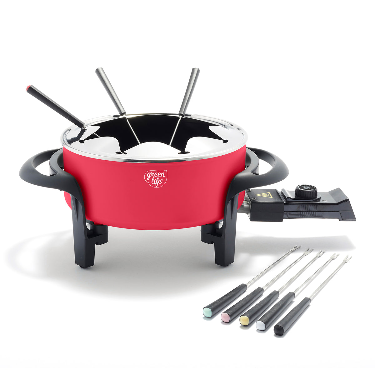 GreenLife Healthy Ceramic Nonstick Fondue Party Set | Red | The 