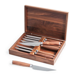 TN1 Series 8-Piece Straight Edge Steak Knife Set w/ Walnut Box, Forged  Swedish 14C28N Steel, 1024111