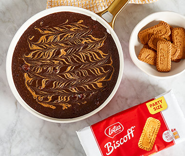 Bittersweet Chocolate Tart with Biscoff Crust and Cookie Butter Swirl