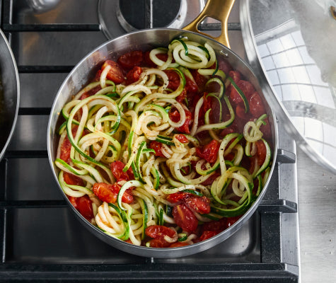 Spiralized Zucchini with Grape Tomatoes