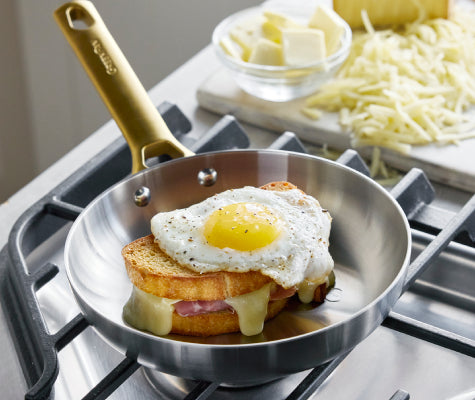 Grilled Ham & Cheese Sandwiches with Fried Eggs