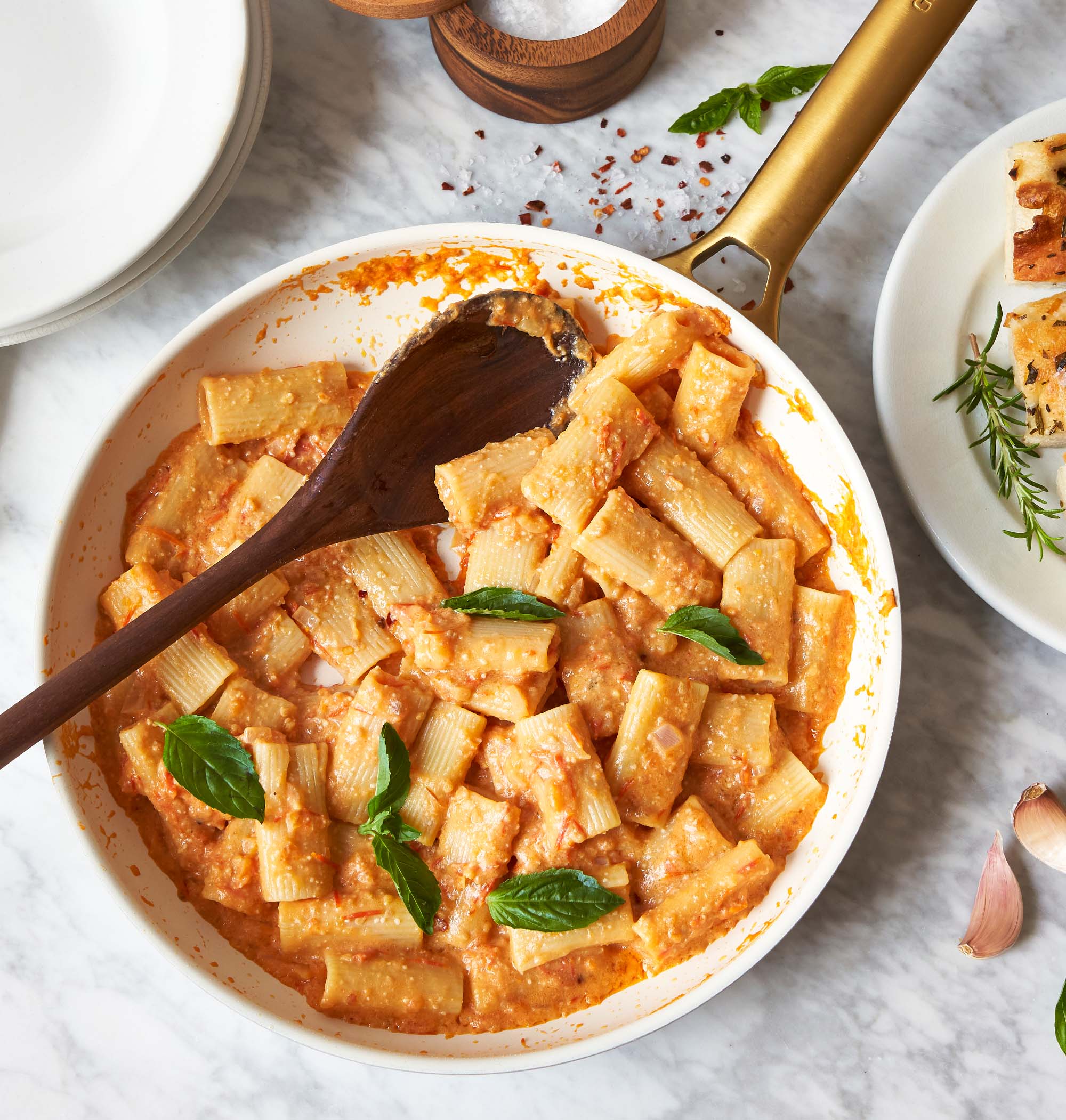 Mezzi Rigatoni with Creamy Roasted Tomato Vodka Sauce