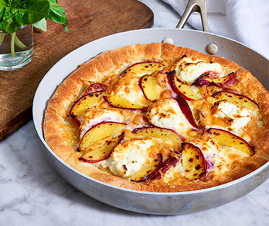 Fresh Peach & Prosciutto Skillet Pizza