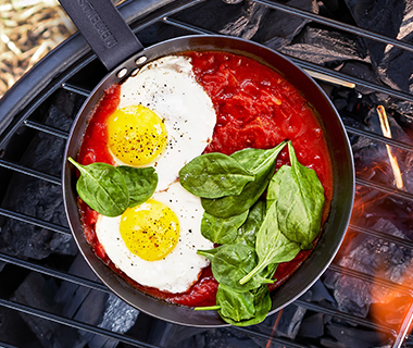 Eggs with Sautéed Spinach and Tomatoes