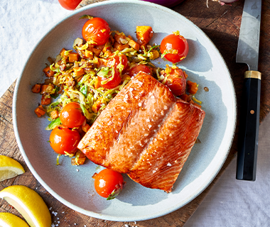 Seared Skillet Salmon with Roasted Vegetables