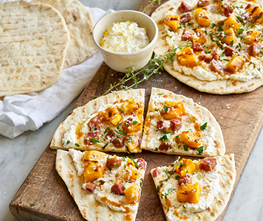 Truffled Spicy Butternut Squash and Salami Flatbread