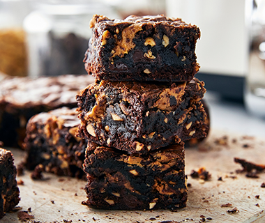 Chocolate Rye Peanut Butter Swirl Brownie