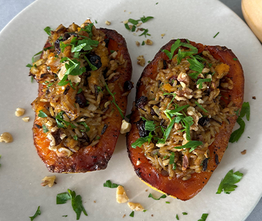 Wild Rice Stuffed Butternut Squash