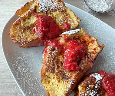 Strawberry Rhubarb Stuffed French Toast