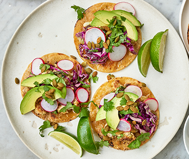 Caramelized Cauliflower and Poblano Slaw Tacos