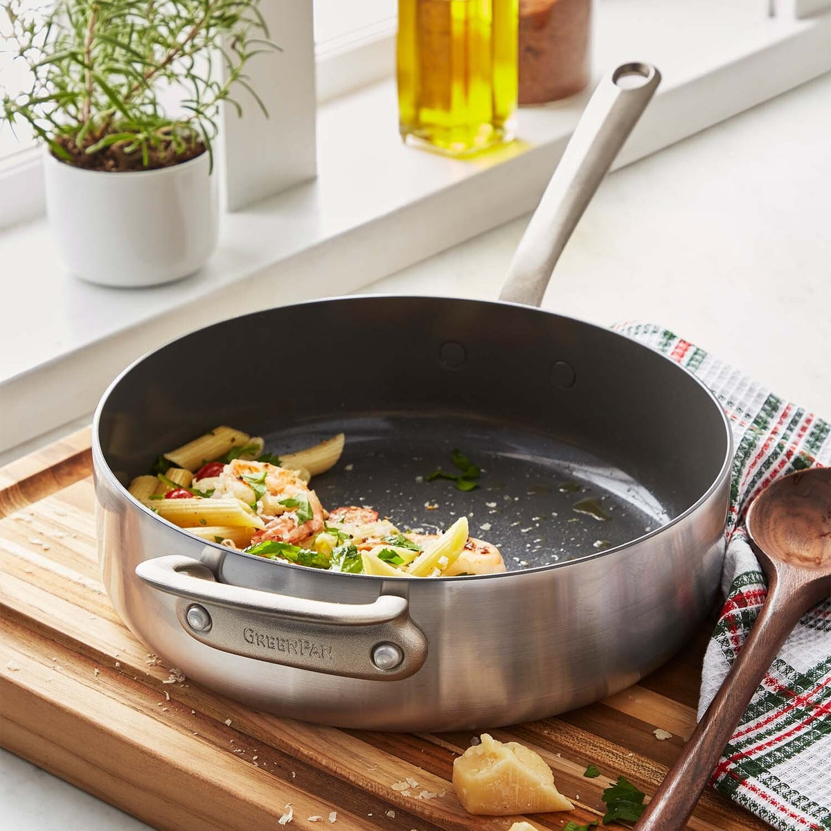 Craft Stainless Steel 4-Quart Sauté Pan with Lid and Helper Handle