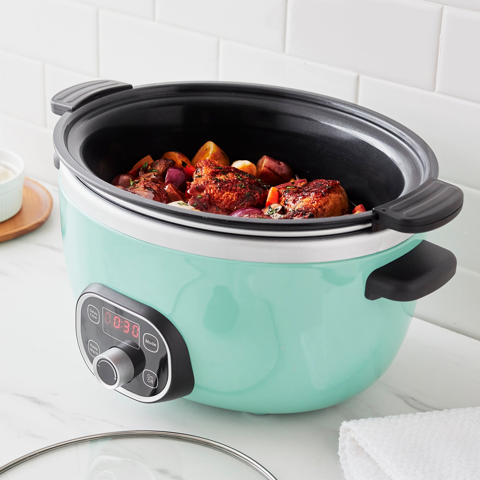 GreenLife Healthy Ceramic Nonstick, 6QT Slow Cooker, Turquoise