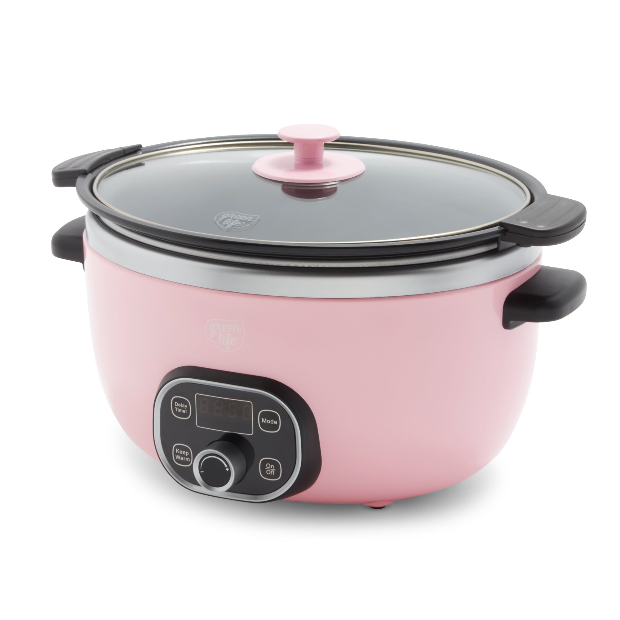 AR+COOK Multi Purpose Slow Cooker 1.5 Quart Capacity Pink Ceramic Crock Pot