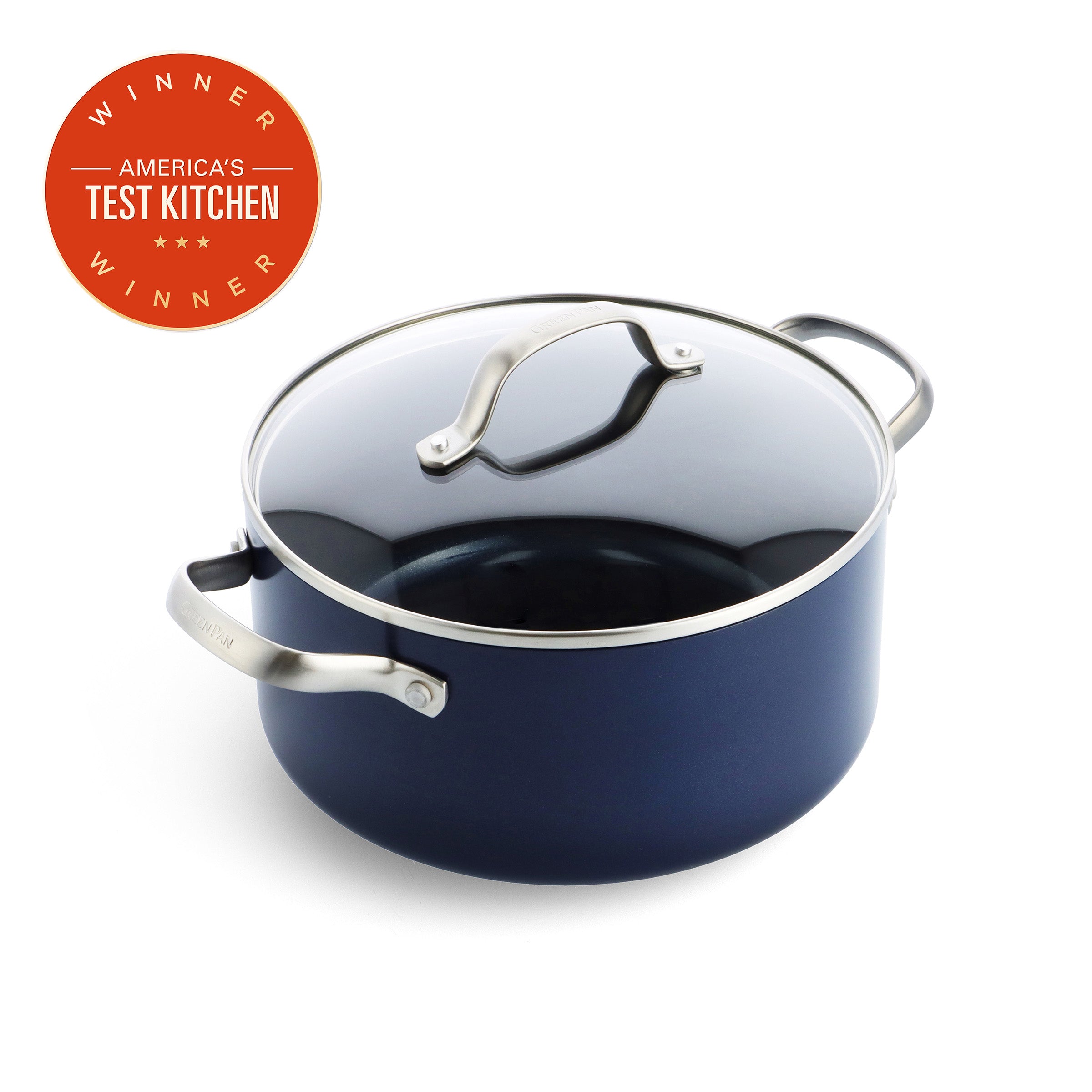 Valencia Pro Ceramic Nonstick 5.5-Quart Stockpot with Lid | Midnight Blue