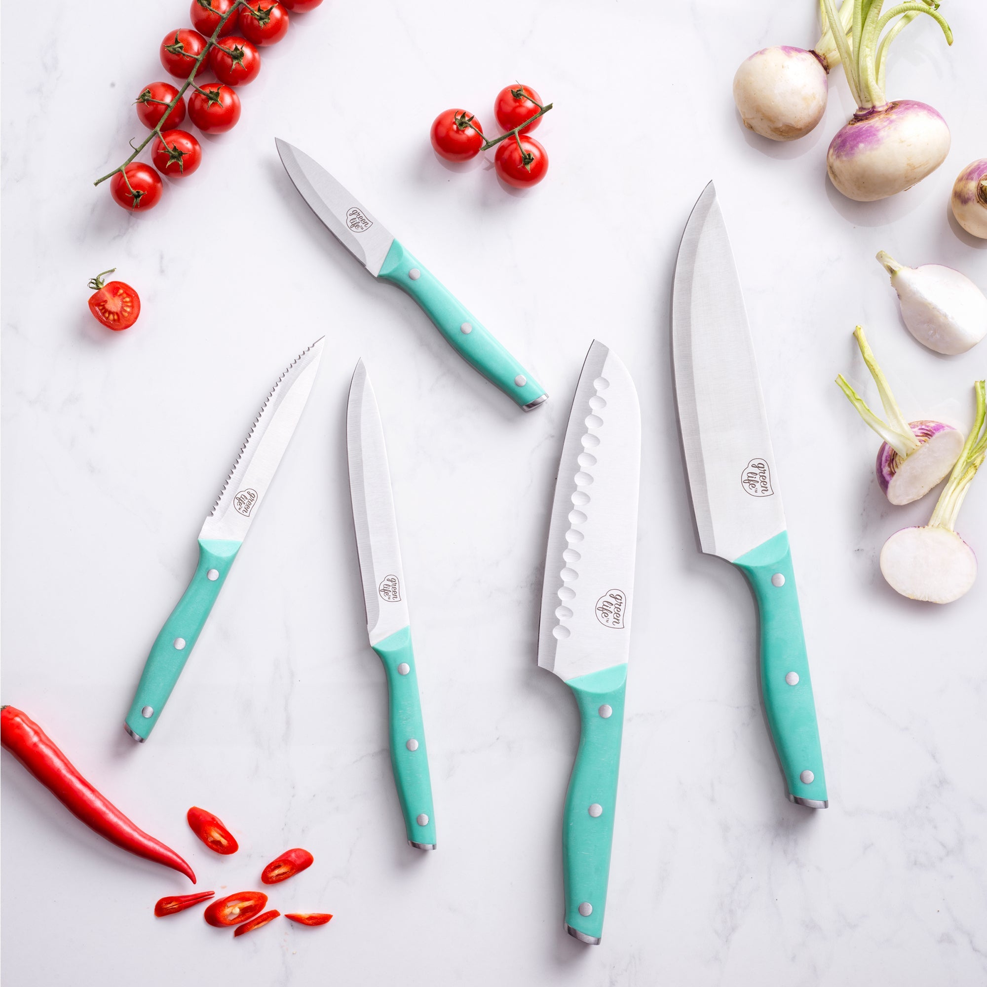 Turquoise Color Chef knife Set