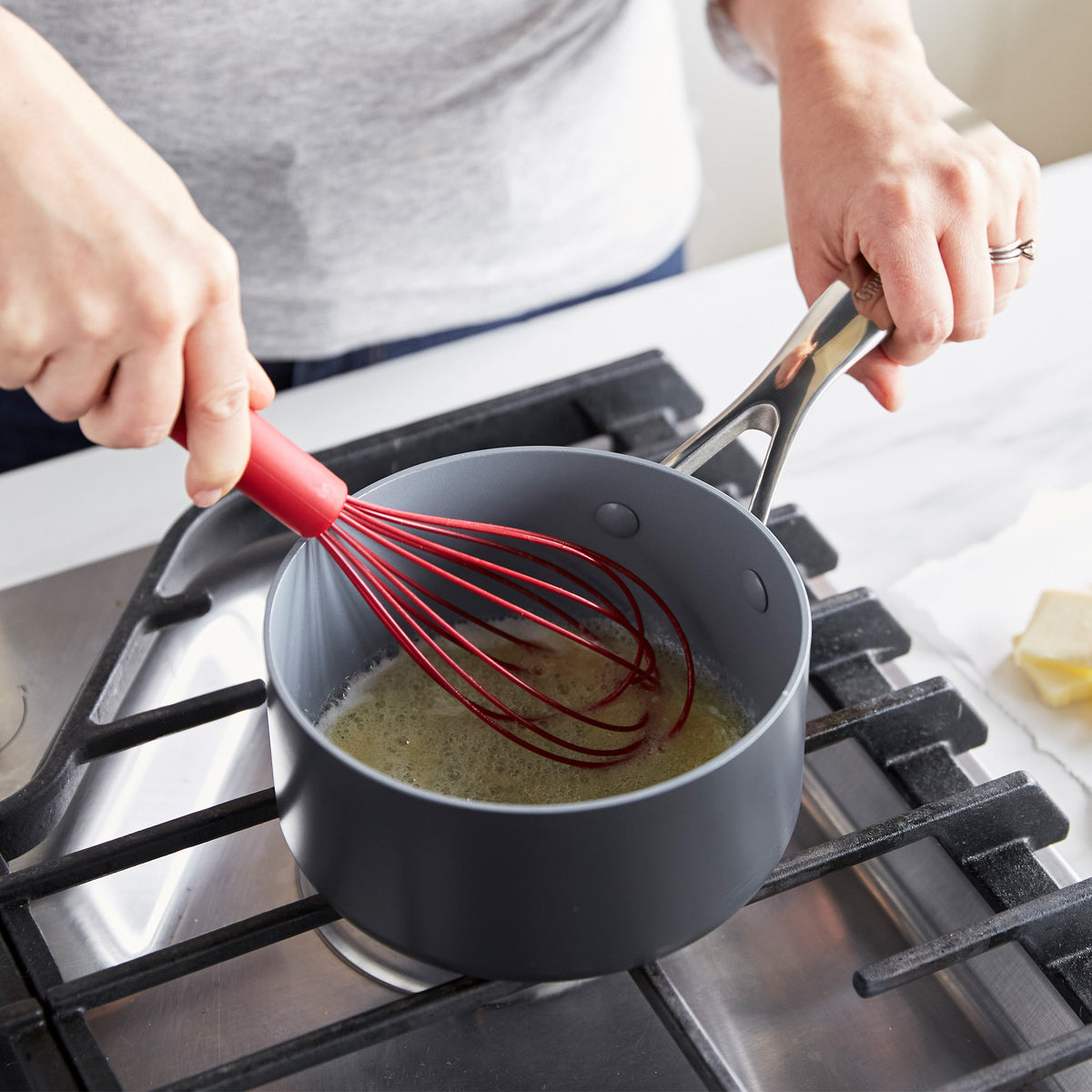 Whisk Commercial Whisks Stainless Steel & Silicone Non-Stick