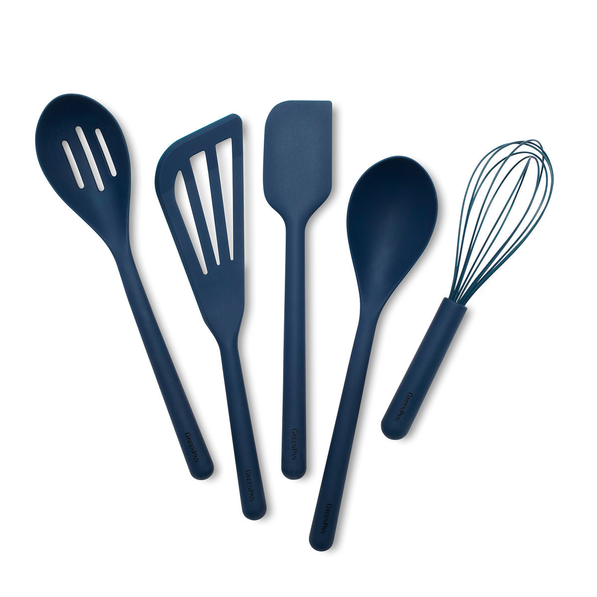 Platinum Silicone Slotted Spoon, Navy