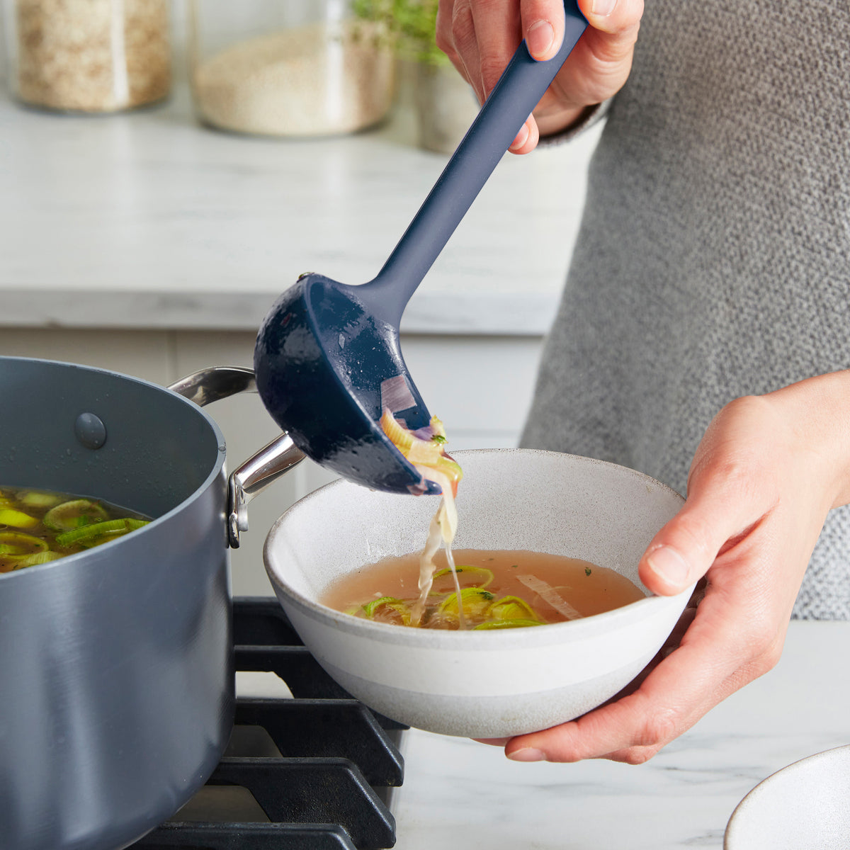 Healthy Non-Toxic PFAS Free Cookware - Platinum Silicone Ladle by GreenPan