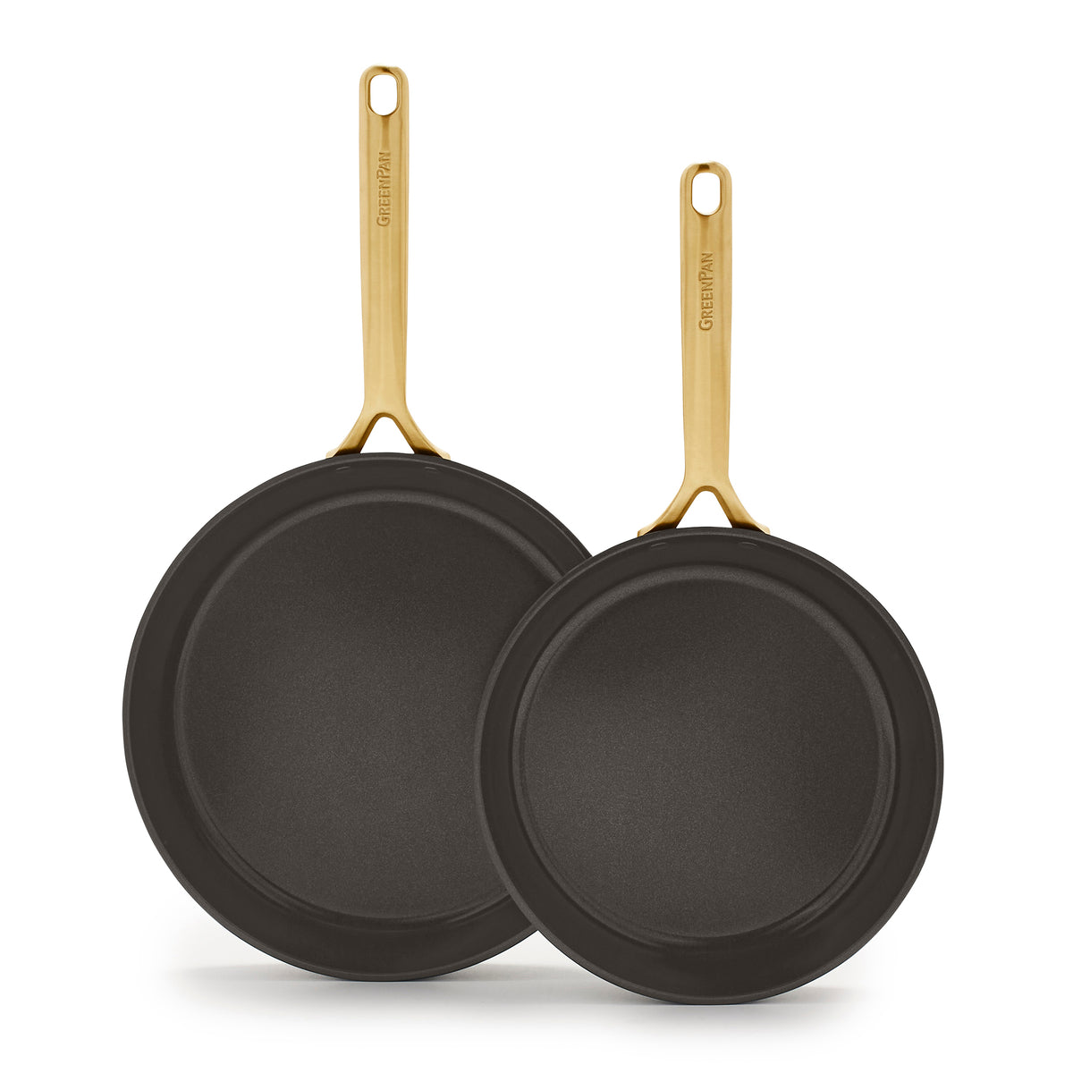 GP5 Colors Ceramic Nonstick 9.5" and 11" Frypan Set with Champagne Handles | Cocoa