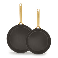 GP5 Colors Ceramic Nonstick 9.5" and 11" Frypan Set with Champagne Handles | Cocoa