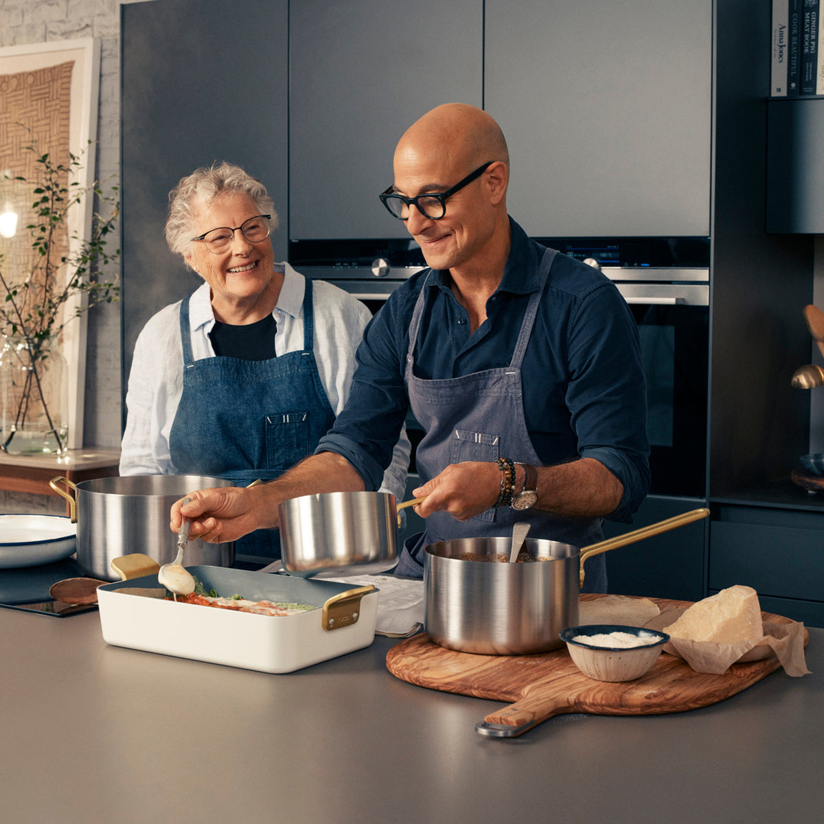 Stanley Tucci cooking with his mom