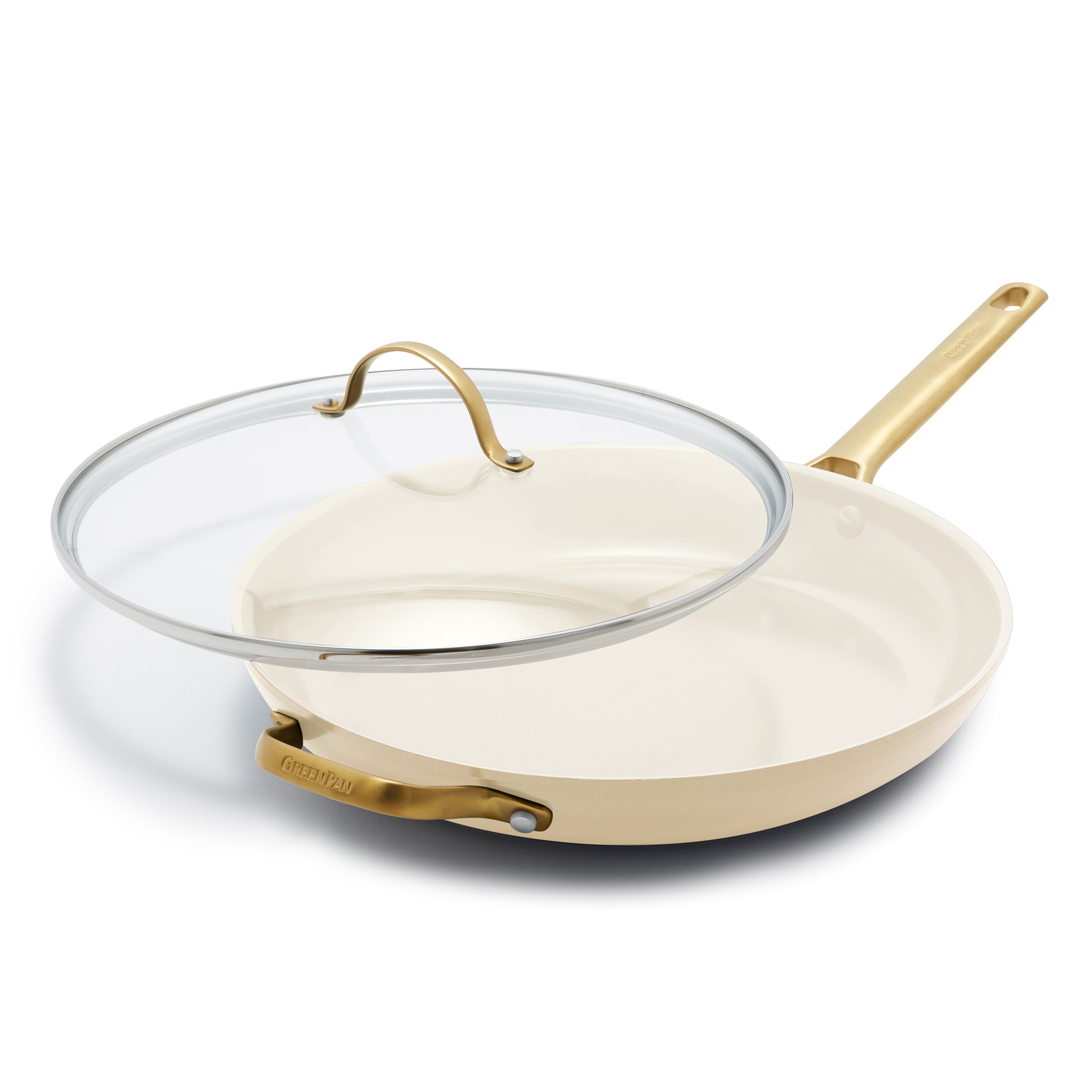 Reserve Ceramic Nonstick 12" Frypan with Helper Handle and Lid | Cream