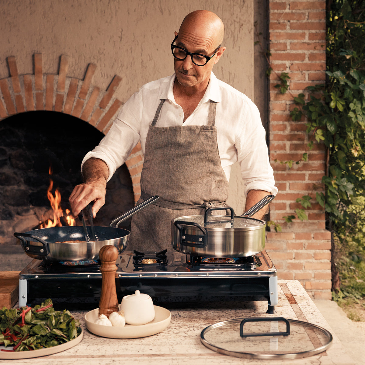 Stanley Tucci™ Stainless Steel Ceramic Nonstick 6-Piece Cookware Set with The Tucci Cookbook