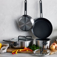 Stanley Tucci™ Stainless Steel Ceramic Nonstick 6-Piece Cookware Set with The Tucci Cookbook