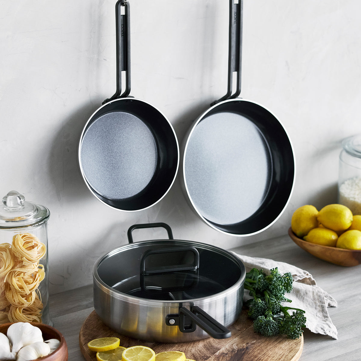 Stanley Tucci™ Stainless Steel Ceramic Nonstick 4-Piece Chef Set with The Tucci Cookbook