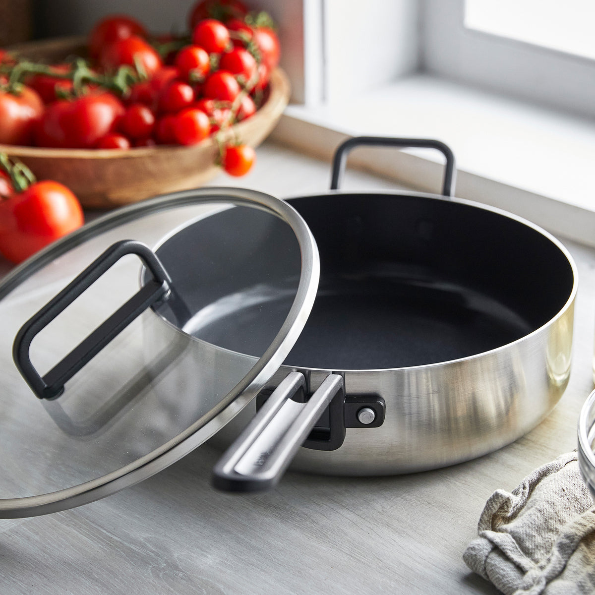 Stanley Tucci™ Stainless Steel Ceramic Nonstick 4-Piece Chef Set with The Tucci Cookbook