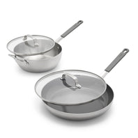 Bobby Flay by GreenPan 12" Professional Stainless Steel Nonstick Frypan and 3.57-Quart Chef’s Pan with Lids