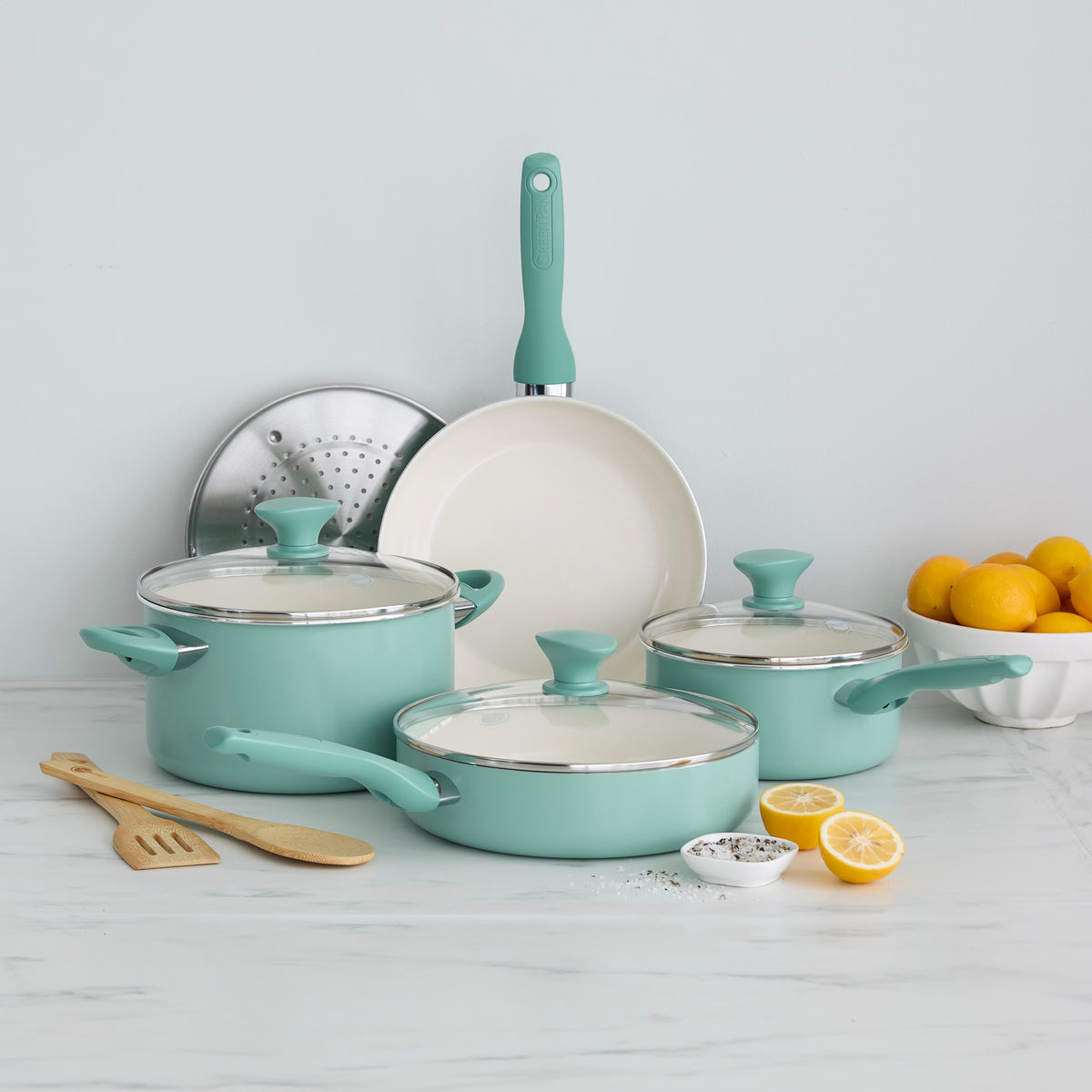 Rio Ceramic Nonstick 10-Piece Cookware Set | Turquoise