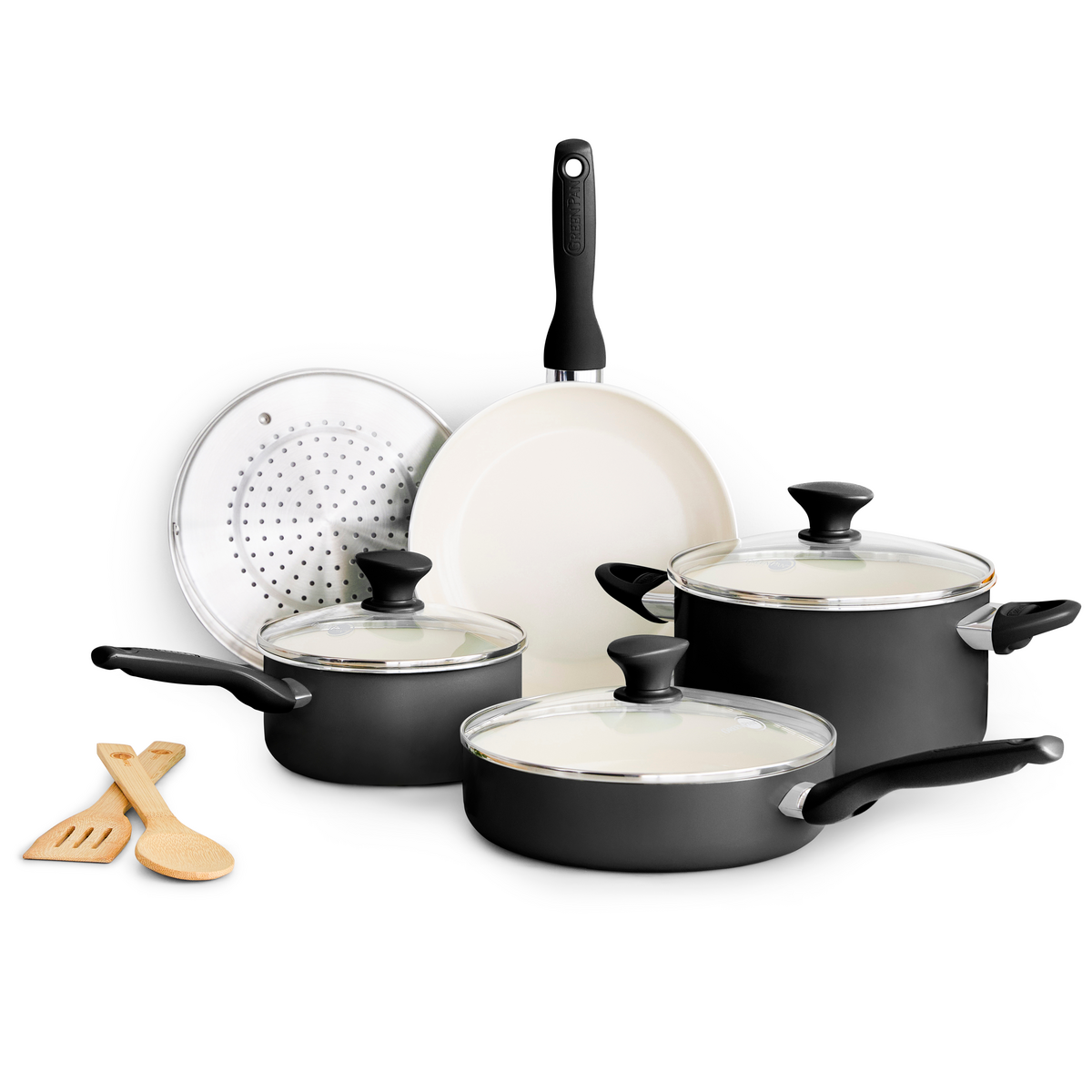 Rio Ceramic Nonstick 10-Piece Cookware Set | Black