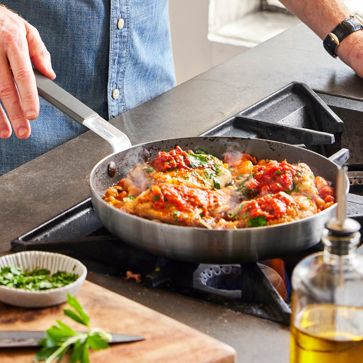 Bobby Flay by GreenPan 12" Professional Stainless Steel Nonstick Frypan and 3.57-Quart Chef’s Pan with Lids