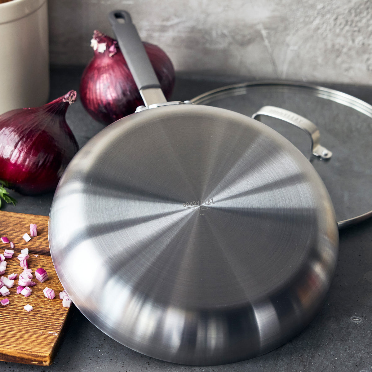 Bobby Flay by GreenPan 12" Professional Stainless Steel Nonstick Frypan and 3.57-Quart Chef's Pan with Lids