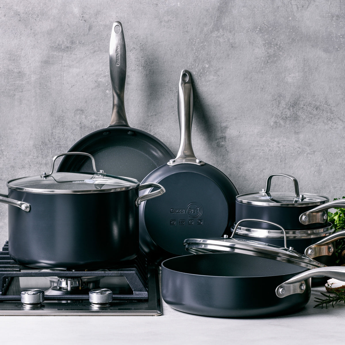 Canterbury Ceramic Nonstick 10-Piece Cookware Set | Gray