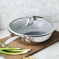 Valencia Pro stainless steel wok with tempered glass lid