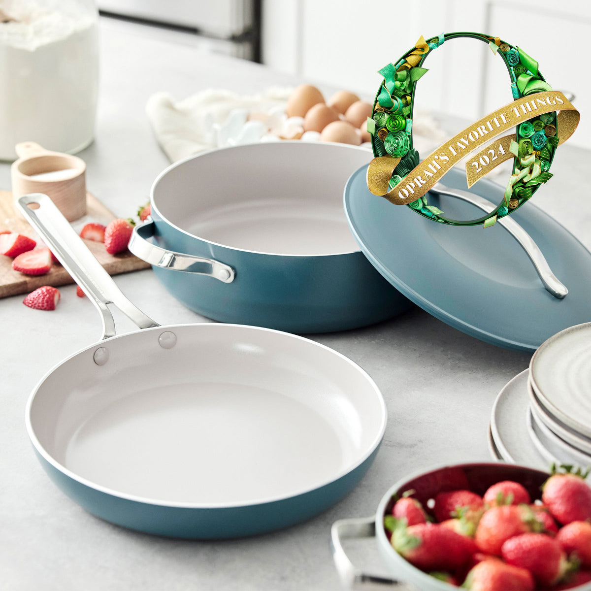 Nova Ceramic Nonstick 3-Piece Cookware Set | Deep Teal