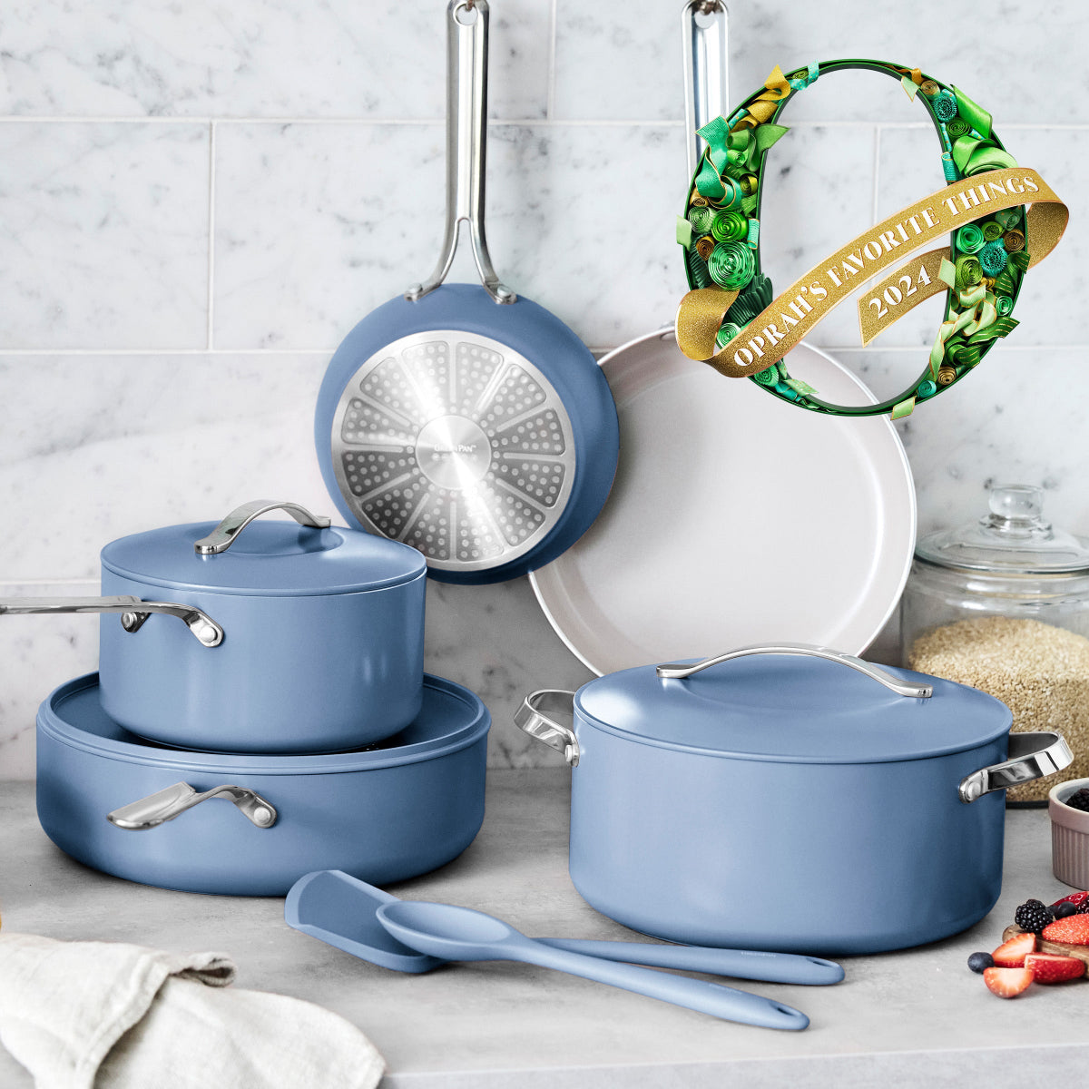 Nova Ceramic Nonstick 10-Piece Cookware Set | Ocean