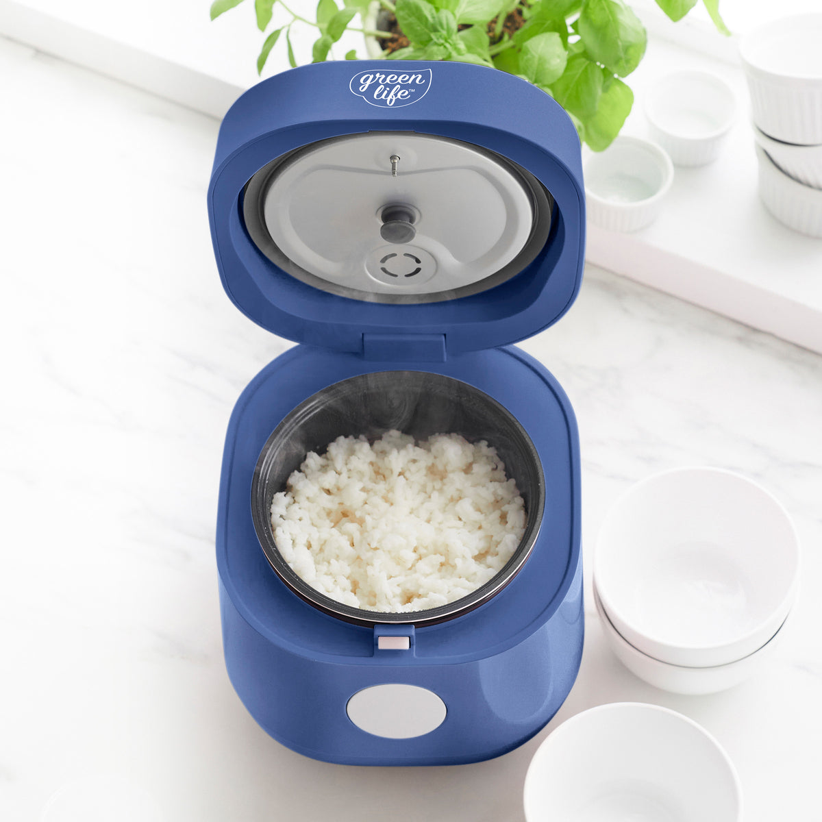 GreenLife 4-Cup Rice & Grains Cooker | Blue