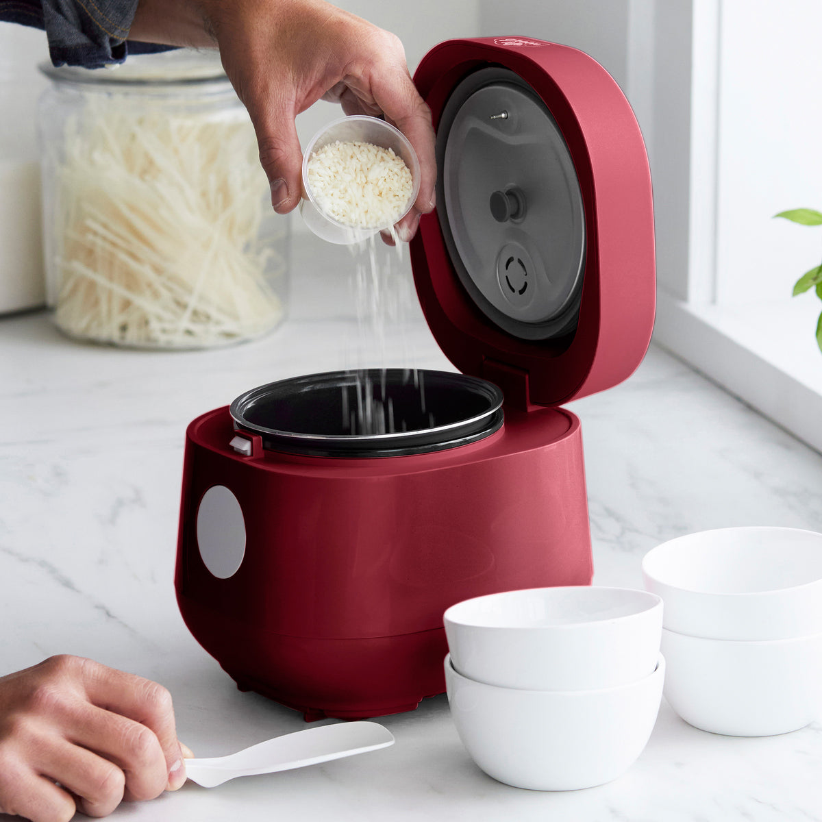 GreenLife 4-Cup Rice & Grains Cooker | Red