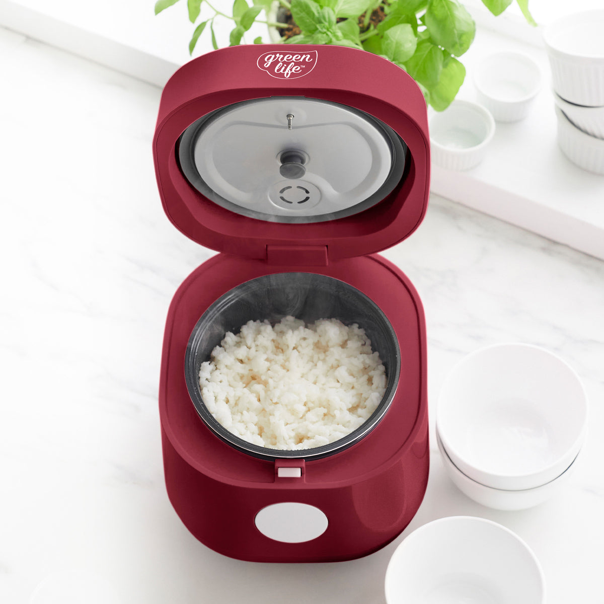 GreenLife 4-Cup Rice & Grains Cooker | Red