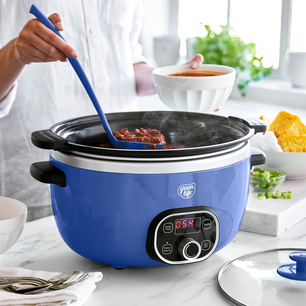 GreenLife Healthy Duo 6-Quart Slow Cooker | Blue