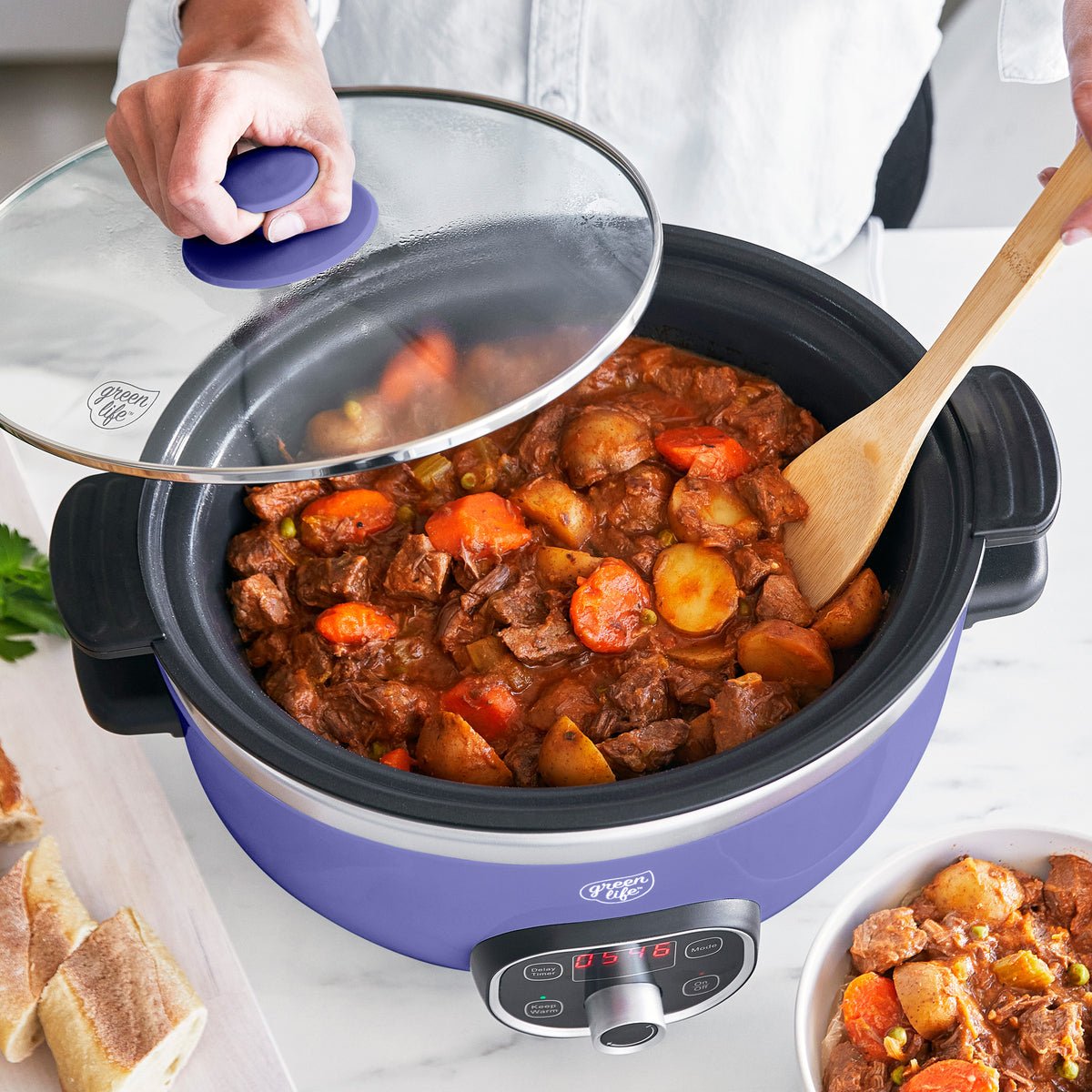 GreenLife Healthy Duo 6-Quart Slow Cooker | Periwinkle