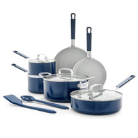 Bobby Flay by GreenPan Professional Ceramic Nonstick 12-Piece Cookware Set | Oxford Blue