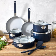 Bobby Flay by GreenPan Professional Ceramic Nonstick 12-Piece Cookware Set | Oxford Blue