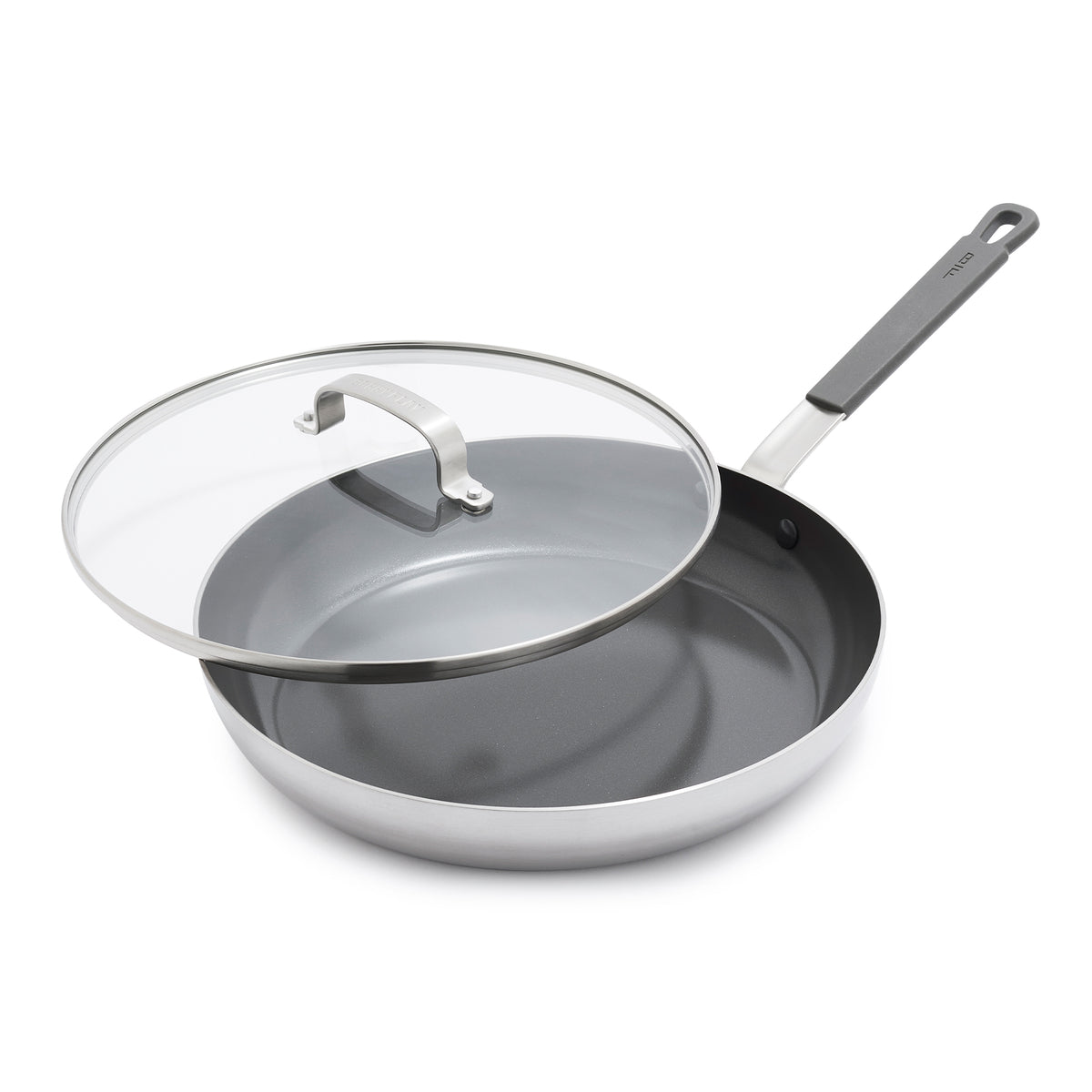 Bobby Flay by GreenPan PFAS-Free Nonstick Stainless Steel 12" Frypan with Lid