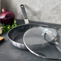 Bobby Flay by GreenPan PFAS-Free Nonstick Stainless Steel 12" Frypan with Lid