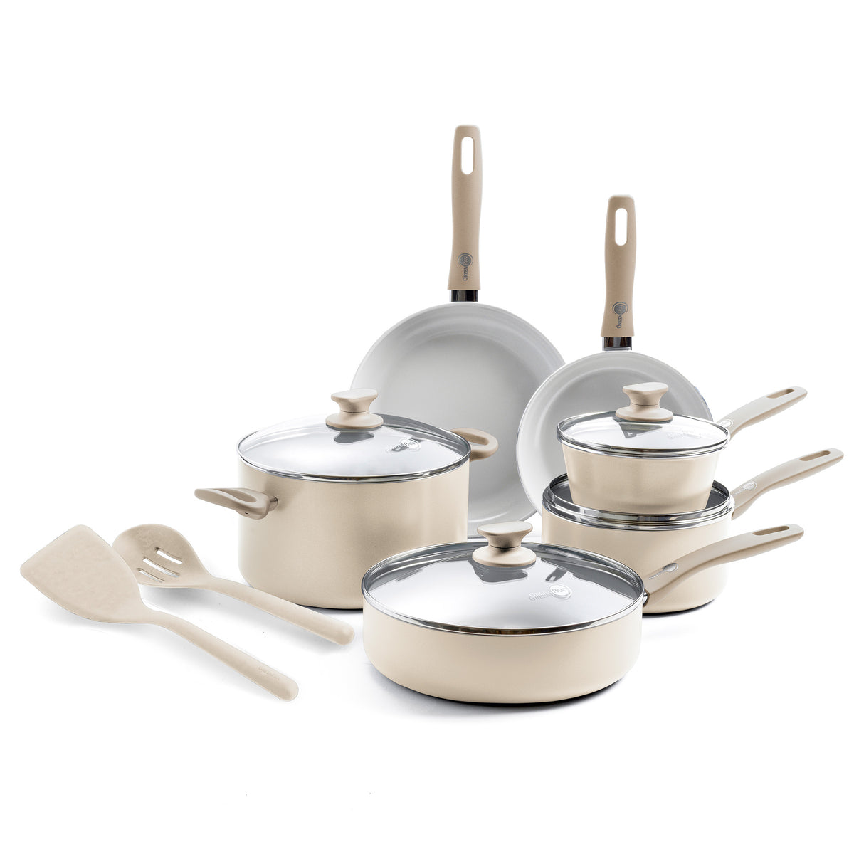 Dover Ceramic Nonstick 12-Piece Cookware Set | Taupe