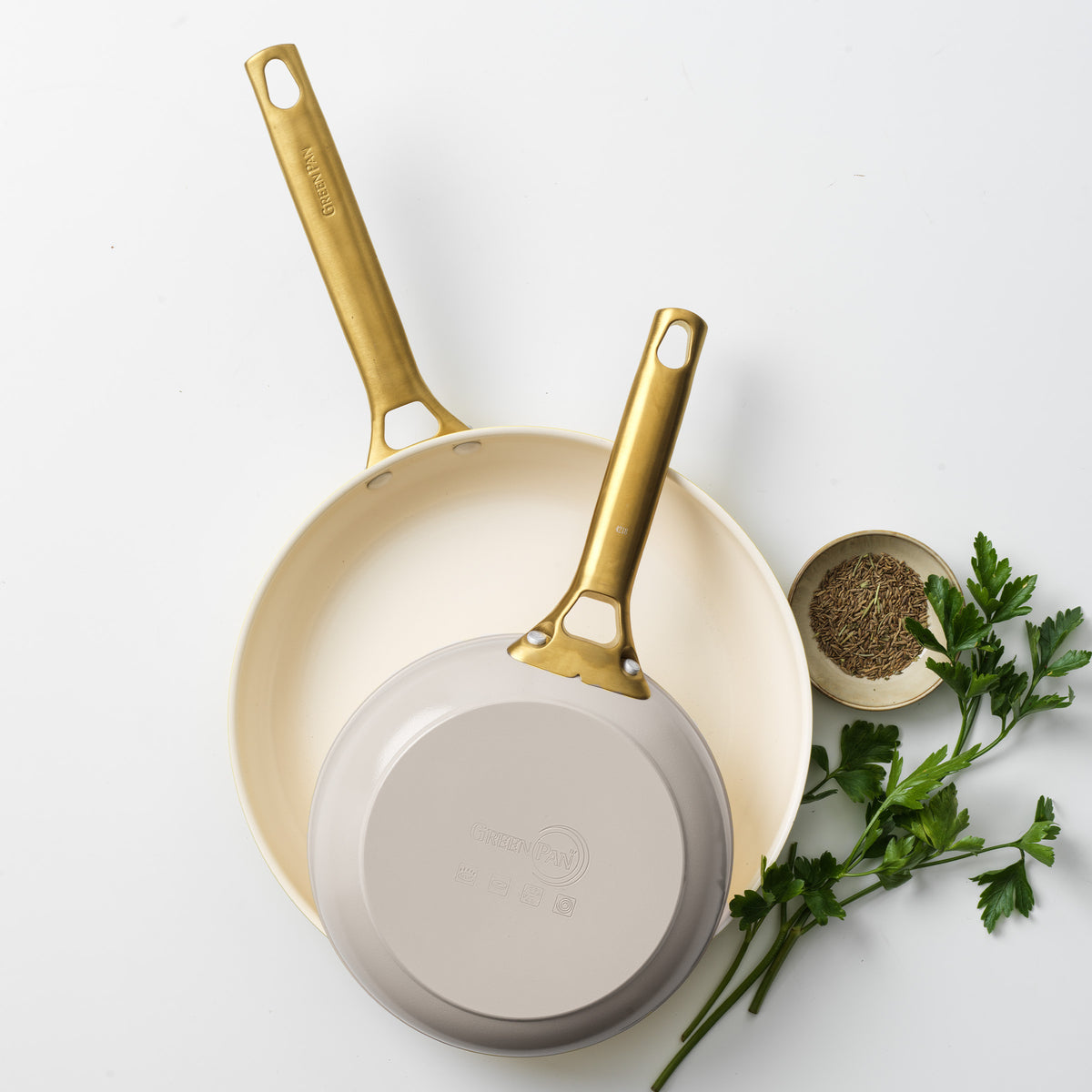 Reserve Ceramic Nonstick 8" and 10" Frypan Set | Taupe